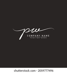 Initial Letter PW Logo - Hand Drawn Signature Logo