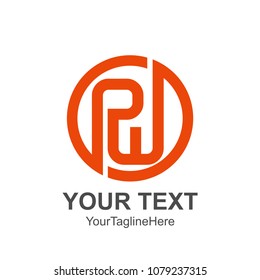 Initial letter PW logo template colored orange circle design for business and company identity