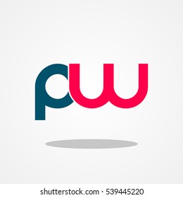 Initial letter PW lowercase logo design template navy magenta
