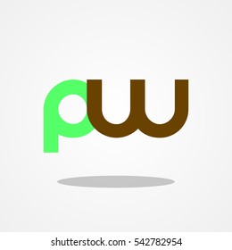 Initial letter PW lowercase logo design template leaf green brown