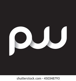 initial letter pw modern linked circle round lowercase logo white black
