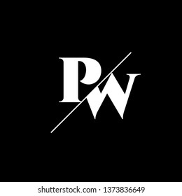 Initial Letter PW Monogram Sliced. Logo template isolated on black background
