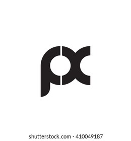 initial letter px linked round lowercase monogram logo black