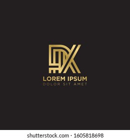 Initial Letter PX linked uppercase overlap modern gold logo vector design template. Suitable for business, consulting group company.