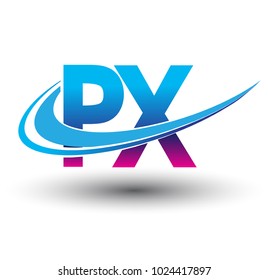 initial letter PX logotype company name colored blue and magenta swoosh design. vector logo for business and company identity.
