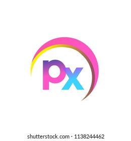 initial letter PX logotype company name, coloreful and swoosh design. vector logo for business and company identity.
