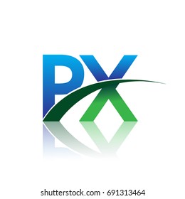 initial letter PX logotype company name colored blue and green swoosh design. vector logo for business and company identity.
