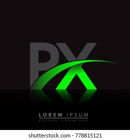 initial letter PX logotype company name colored green and black swoosh design. vector logo for business and company identity.
