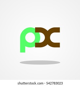 Initial letter PX lowercase logo design template leaf green brown