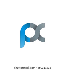 initial letter px modern linked circle round lowercase logo blue gray
