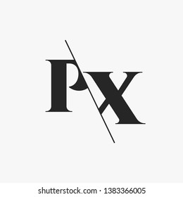 Initial Letter PX Monogram Sliced. Modern logo template isolated on gray background