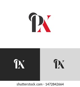 Initial Letter px uppercase modern logo design template elements. red letter Isolated on black white grey background. Suitable for business, consulting group company.