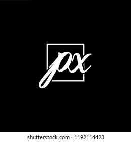 Initial letter PX XP minimalist art monogram shape logo, white color on black background