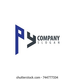 Initial Letter PY Linked Triangle Design Logo