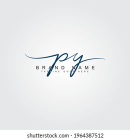 Logo de la carta inicial PY - Logo de la firma manuscrita