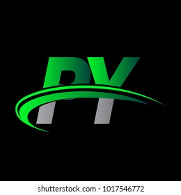 initial letter PY logotype company name colored green and black swoosh design. vector logo for business and company identity.