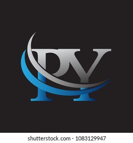initial letter PY logotype company name colored blue and grey swoosh design. vector logo for business and company identity.