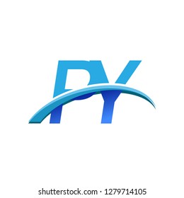 initial letter PY logotype company name colored blue and swoosh design. vector logo for business and company identity.