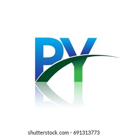 initial letter PY logotype company name colored blue and green swoosh design. vector logo for business and company identity.
