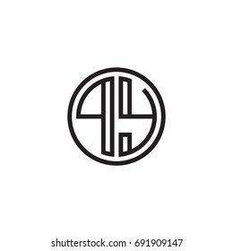 Initial letter PY, minimalist line art monogram circle logo, black color