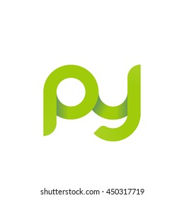 initial letter py modern linked circle round lowercase logo green