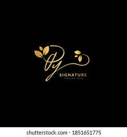 Initial letter Py. Monogram signature logo design template. Minimalis logo concept for business and company.