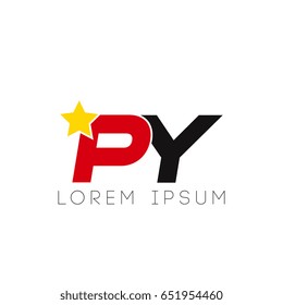 Initial letter py yellow star logo red black