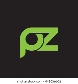 letra inicial pz logotipo redondo en minúscula verde