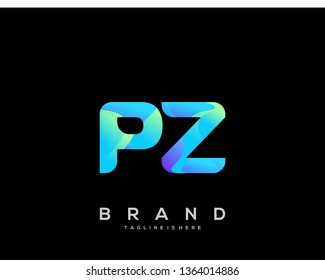 Initial letter PZ logo with colorful background, letter combination logo design for creative industry, web, business and company. - Vector