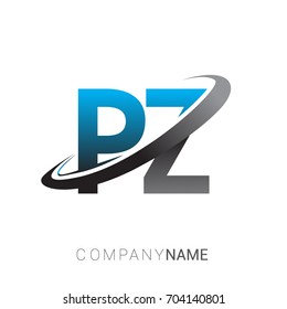 initial letter PZ logotype company name colored blue and grey swoosh design. logo design for business and company identity.