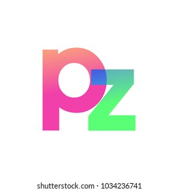 Initial Letter PZ Lowercase Logo green, pink and Blue, Modern and Simple Logo Design.