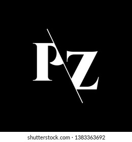 Initial Letter PZ Monogram Sliced. Modern logo template isolated on black background