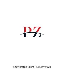 Initial letter PZ, overlapping movement swoosh horizon logo company design inspiration in red and dark blue color vector