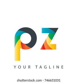 Initial Letter PZ Rounded Design Logo