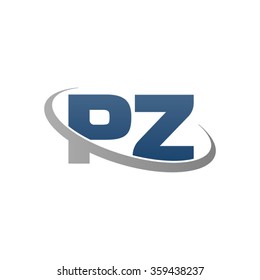 initial letter PZ swoosh ring company logo blue gray