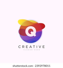 Initial letter Q 3D logo template colorful circle sphere design for business and company identity