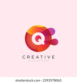 Letra inicial plantilla de logotipo Q 3D diseño de esfera de círculo colorido para identidad empresarial y de empresa