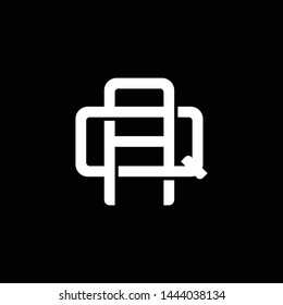 Initial letter Q and A, QA, AQ, overlapping interlock monogram logo, white color on black background