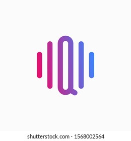 initial letter Q abstract for information technology and digital. minimalist sound music equalizer, Bass, DJ icon. audio logotype Unique and simple element. - vector