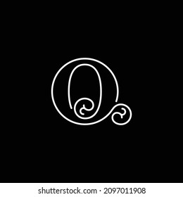 Initial letter Q or alphabet Q. Simple outline vector logo design. Simple outline logo vector