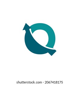 Initial Letter Q Arrow Up Logo Symbol. Good for Company, Travel, Start up, Logistic and Graph Logos
