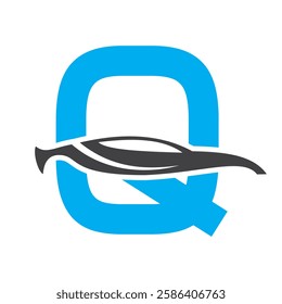 Initial Letter Q Automotive Logo Design Concept With Car Symbol Vector Template 