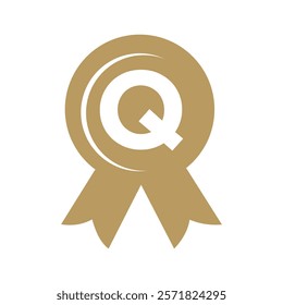 Initial Letter Q Award Ribbon Symbol Vector Template