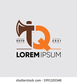 Initial Letter Q Axe Logo Design Vector Graphic Icon Illustration 