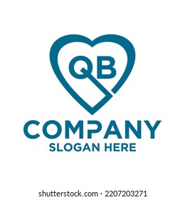 Initial letter q b in love shape logo vector design