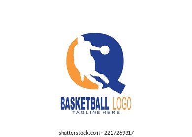 initial Letter Q basketball logo