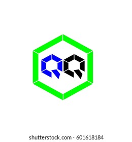 initial letter q blue and black color logo vector