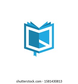 initial letter q book logo vector blue color