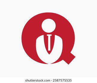 Initial Letter Q Business Man Logo Concept With Man Symbol Vector Template