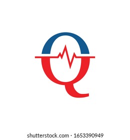 initial letter q cardiogram logo vector